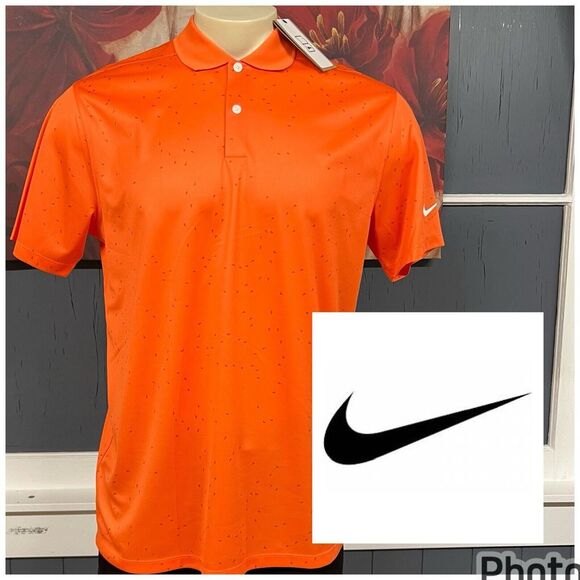 Nike Golf Polo Shirt‎ Pique Performance Mens Sz Medium Orange Lightweight - Picture 1 of 8